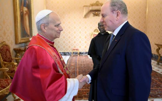 Pope Leo XIV greets Prince Albert II of Monaco at the Vatican Jan. 17, 2026. Pope Leo will visit Monaco March 28 for a historic one-day apostolic journey. (OSV News/Vatican Media)