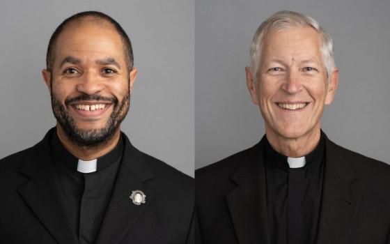 Father Robert P. Boxie III, chaplain at the Sister Thea Bowman Catholic Student Center at Howard University in Washington, and Father Gary R. Studniewski, pastor of Shrine of the Most Blessed Sacrament Catholic Church in Washington, are pictured in undated photos.