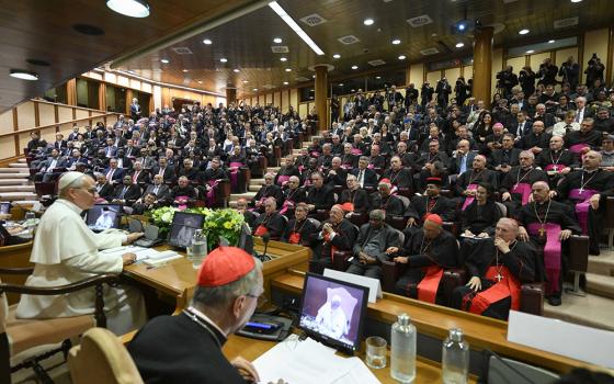 Pope Leo XIV attends the presentation of "Magnifica Humanitas" at the Vatican's Synod Hall May 25, 2026, the first encyclical of his papacy, which focuses on the rise of artificial intelligence. (OSV News/Vatican Media/Simone Risoluti)