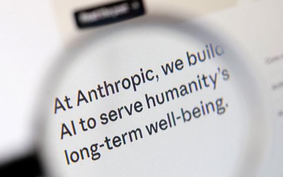 An Anthropic web page is seen in this March 1, 2026, illustration. Christopher Olah, the lead of Anthropic's interpretability team, will appear April 25 with Pope Leo XIV when he presents his encyclical "Magnifica Humanitas."  (OSV News/Reuters/Dado Ruvic)
