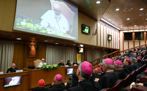 Pope Leo XIV speaks during the presentation of "Magnifica Humanitas" at the Vatican's Synod Hall May 25, 2026, the first encyclical of his papacy, which focuses on the rise of artificial intelligence. (OSV News Vatican Media/Simone Risoluti)