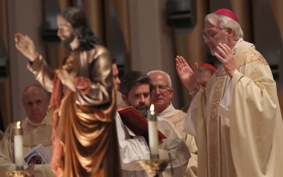 Archbishop Paul Coakley of Oklahoma City, president of the U.S. bishops' conference, concelebrates Mass as the bishops consecrate the U.S. to the Sacred Heart of Jesus in Orlando, Florida, June 11, 2026, during their spring plenary assembly. (OSV News/Bob Roller)