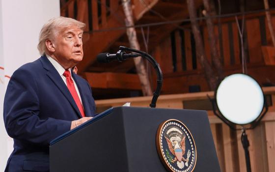 U.S. President Donald Trump speaks at the G7 Summit in Evian-les-Bains, France, June 17, 2026. That day Trump signed a memorandum of understanding between the U.S. and Iran to end the war between the two countries. Iranian President Masoud Pezeshkian signed it June 18. (OSV News/Reuters/Evelyn Hockstein)