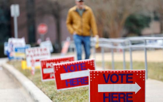A voter walks toward his polling place in Cary, N.C., during his state's primary election March 3, 2026, to choose candidates for the November midterm elections. (OSV News/Reuters/ Jonathan Drake)