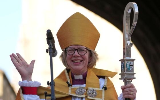 Sarah Mullally speaks to the public after the Enthronement Ceremony installing her as archbishop of Canterbury in Canterbury, England, March 25, 2026, the first woman ever to lead the Church of England. (AP/Alastair Grant, file)