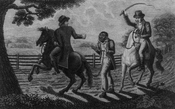 An engraving titled, "Barbarity committed on a free African, who was found on the ensuing morning, by the side of the road, dead!" published in 1822 (Library of Congress/Prints and Photographs Division Washington, D.C.)