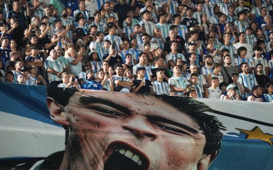 Argentina soccer fans watch a match