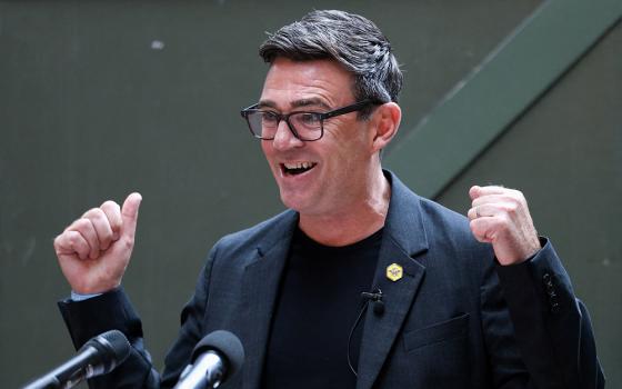 Andy Burnham, a British member of Parliament for Makerfield, England, delivers a speech at the People's History Museum in Manchester June 29, 2026. (OSV News/Reuters/Temilade Adelaja)