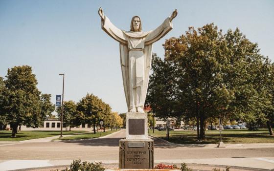 A statue of the risen Christ is pictured on the University of Detroit Mercy's McNichols campus in this undated photo. Starting in 2028, the Society of Jesus in the United States and Canada will combine its five novitiate programs in North America into two, with one to be located at the University of Detroit Mercy's Lansing-Reilly Hall. The other novitiate will be based in Culver City, California. (OSV News/Detroit Catholic/Valaurian Waller)