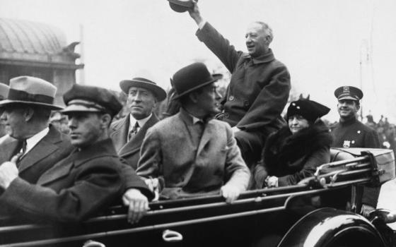 Al Smith, New York governor and Democratic candidate for president, waves during a parade in New York, Nov. 2, 1928. Smith was the first Catholic presidential candidate in a major U.S. political party. (AP)