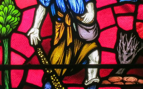 Detail of a stained-glass window of a sower, St. Aloysius Catholic Church in Bowling Green, Ohio (Wikimedia Commons/Nheyob)