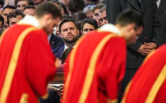 U.S. Vice President JD Vance attends a Good Friday service in St. Peter's Basilica at the Vatican April 18, 2025. (AP/Alessandra Tarantino)