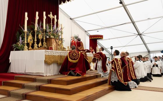 Excommunicated Bishop Alfonso de Galarreta elevates the host during an illicit consecration Mass in Écône, Switzerland, celebrated by the Society of St. Pius X on July 1, 2026. The following day, the Vatican declared the four new bishops and those who consecrated them to be schismatics, as well as all the clergy and lay faithful who adhere to the schism. (Courtesy of the Society of St. Pius X)