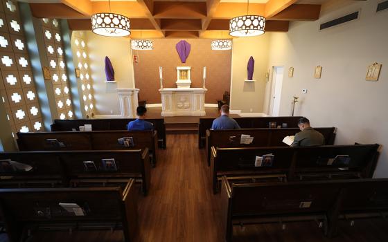 First-year seminarians pray in the chapel at Nazareth Seminary in Phoenix April 11, 2025. (OSV News/Bob Roller)
